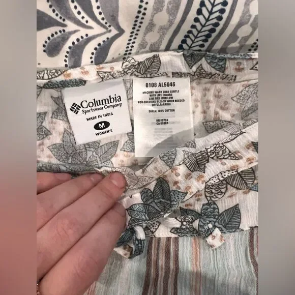 Columbia Spring Boho 100% Cotton Gauze Tiered Mini Skirt Blue Brown Size M - Picture 7 of 11